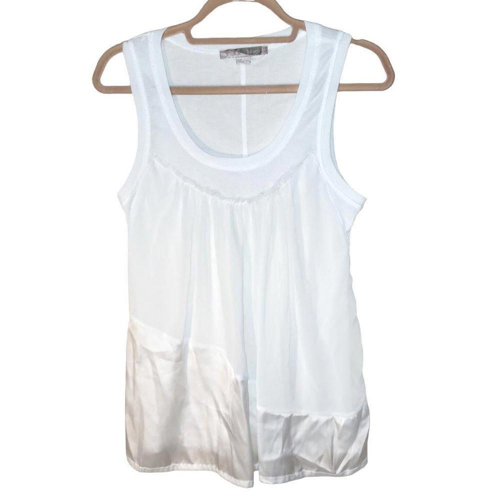 Forever 21 White Ribbed Satin Tank Top Women Size M